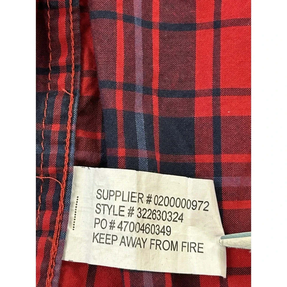 Ralph Lauren Boys Size 5 Red Navy Plaid Button Down Shirt 100% Cotton